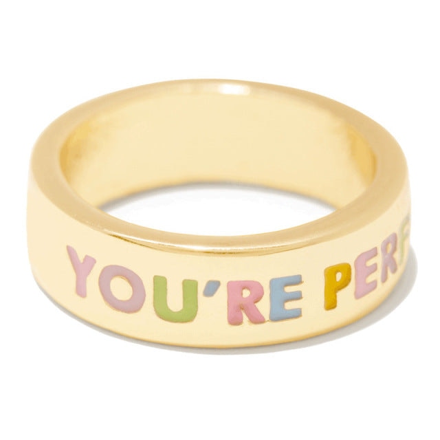 Naughty Statement Rings - 8 / You’re Perfect - fuck you, gold, gold ring, golden, jewellery