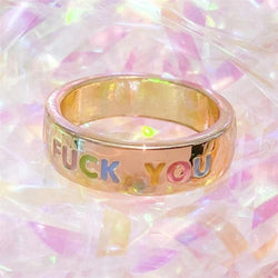 Naughty Statement Rings - fuck you, gold, gold ring, golden, jewellery