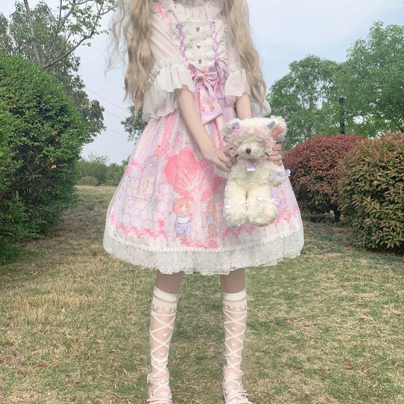 Neko Family Tree Lolita Dress - bear dress, bears, cats, girly, jsk