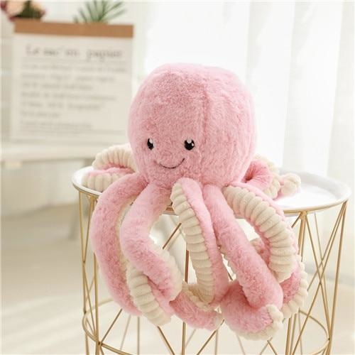 Kawaii Pink Octopus Plush Stuffed Animal Toy Cute Fuzzy Furry Sea Animal 