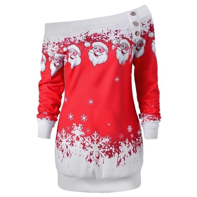 Off The Shoulder Santa Sweater - Red / XXL - sweater
