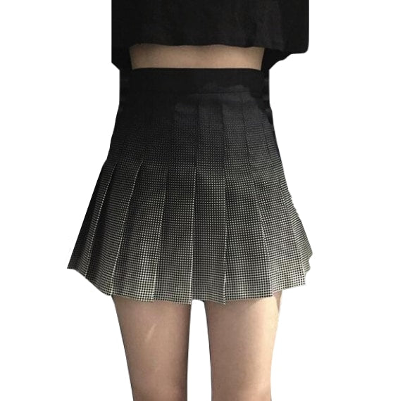 Black Grey Ombre Pleated Tennis Skirt Color Gradient Kawaii Fashion