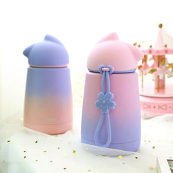 Kawaii Cute Pastel Kitten Water Bottle Drinking Cup Glass Stainless Steel Ombre Gradient Colors