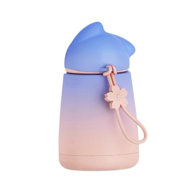 Kawaii Cute Pastel Kitten Water Bottle Drinking Cup Glass Stainless Steel Ombre Gradient Colors