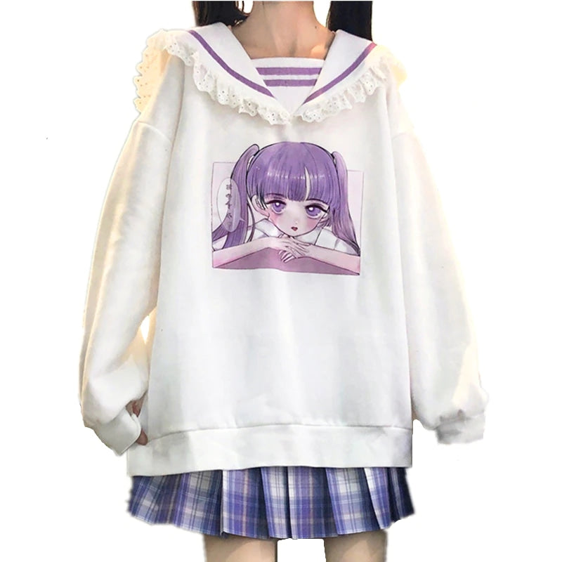 Otaku Baby Collared Sweatshirt - anime, anime girl, fairy kei, harajuku, hoodie sweater