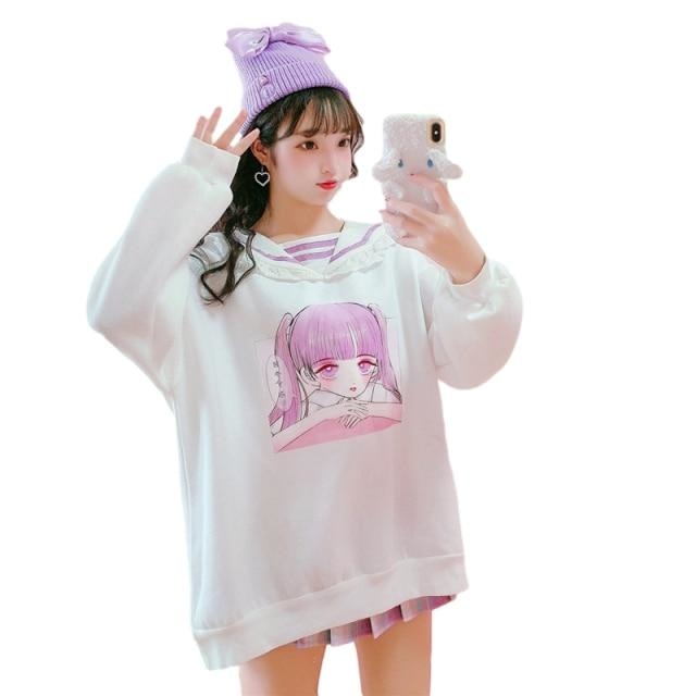 Otaku Baby Collared Sweatshirt - anime, anime girl, fairy kei, harajuku, hoodie sweater