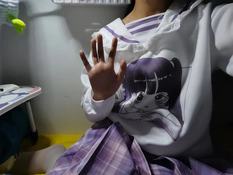 Anime Girl Otaku Pastel Sweatshirt Collared Hoodie