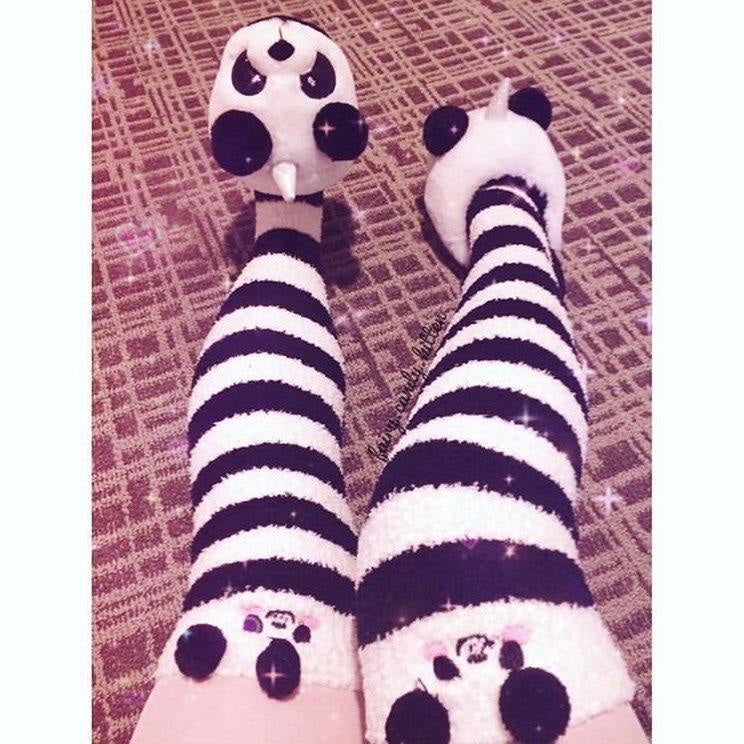 Panda Bear Thigh Highs - socks