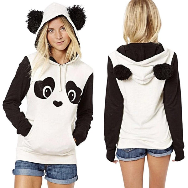 Panda Hooded Sweater - L - baby bear, ears, hooded, hoodie, hoodie sweater
