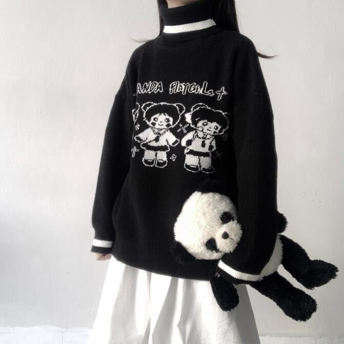 Panda Playgirl Knit Turtleneck - cardigans, crew neck, crewneck, crewnecks, ghost