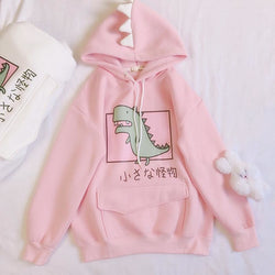 Pastel Dino Hoodie - Pink - sweater