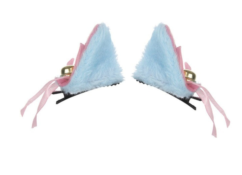 Pastel Neko Ears - Blue Clip Ins - headband