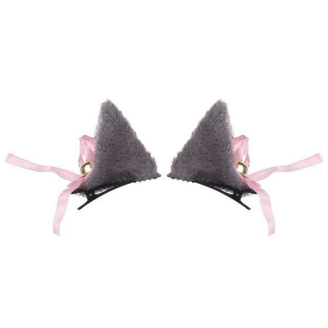 Pastel Neko Ears - Grey Clip Ins - headband