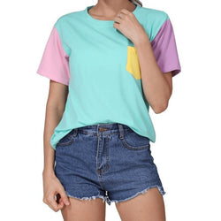 Pastel Patchwork Tee - Blue / M - Shirt