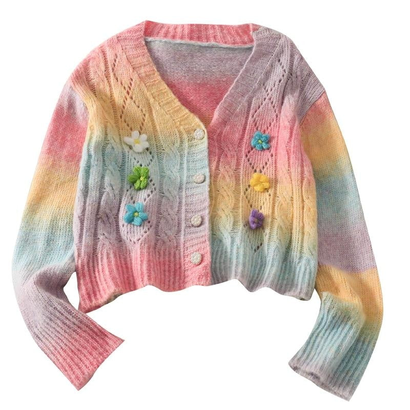 Pastel Rainbow Cardigan - 70s, cardigan, cardigan sweater, cardigans, fairy kei