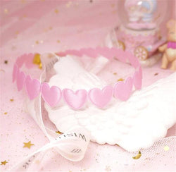 Pastel Valentine Choker - Pink - choker, chokers, heart, hearts, necklace