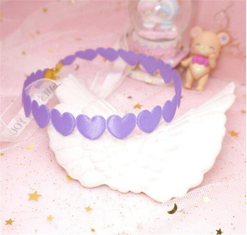 Pastel Valentine Choker - Purple - choker, chokers, heart, hearts, necklace