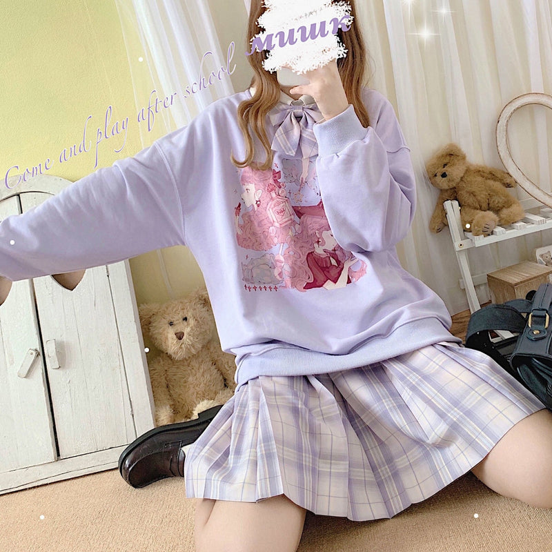Pastel Witch Anime Manga Long Sleeve Crewneck Sweatshirt