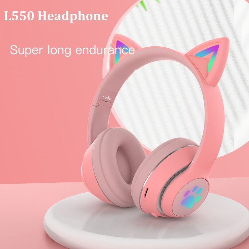 Paw Print Cat Ear Gaming Headphones - cat ear, ear head band, headband, ears, phones