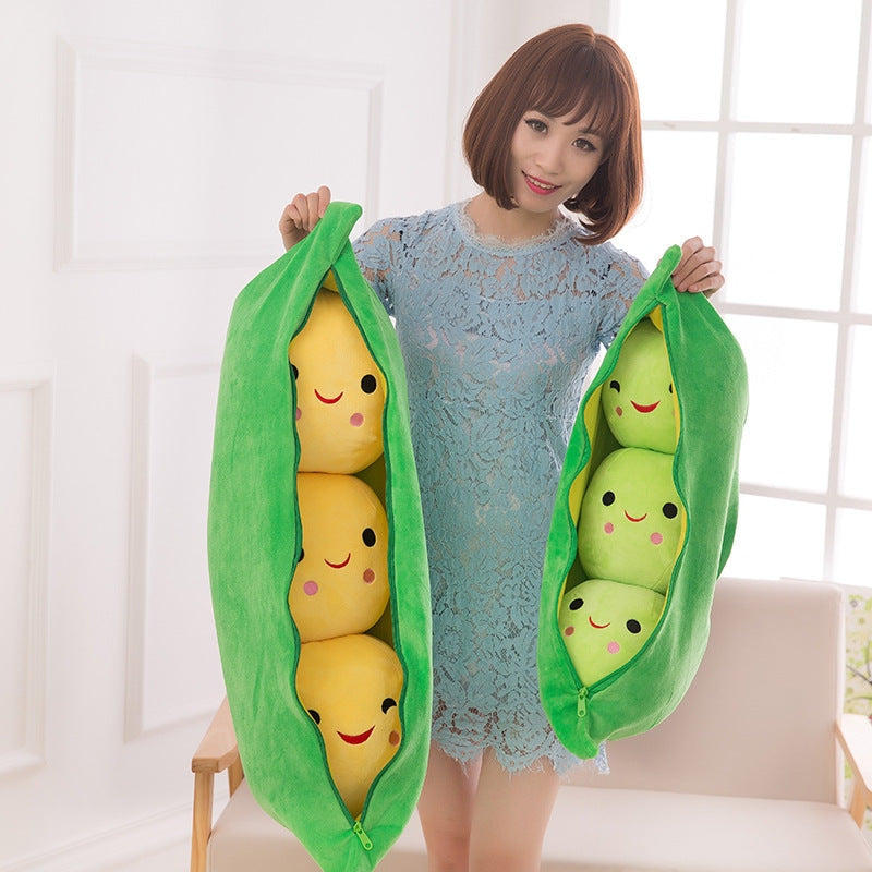 Peas In A Pod Plushies - corn, decorative pillow, pea, pea pod, peapod