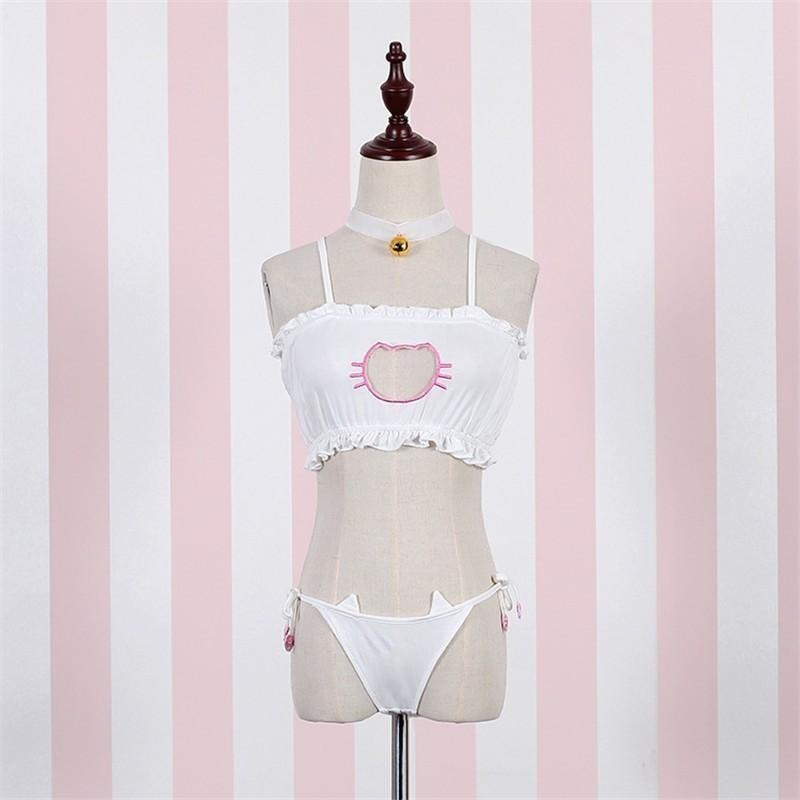 Peekaboo Kitten Lingerie Set - White - lingerie