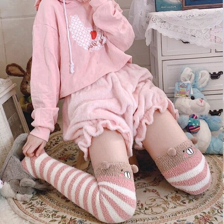 Pink Bear Thigh Highs - abdl, adult babies, baby, baby diaper lover, age play
