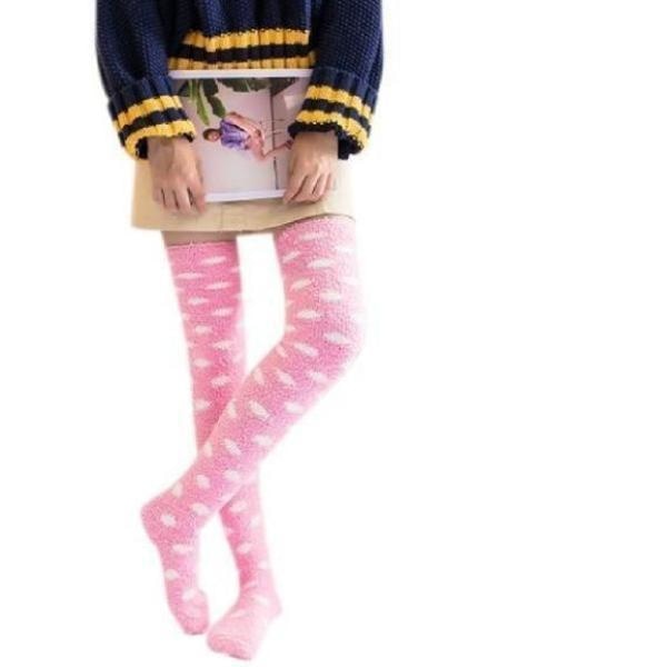 Pink Fuzzy Cloud Thigh Highs - socks