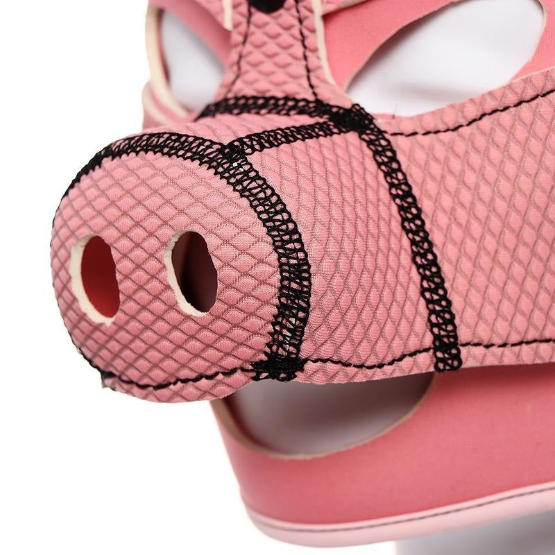 Pink Pig Play Mask - ball gag, bdsm, biker patch, bondage, daddy kink
