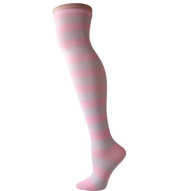 pastel thigh high pink socks stockings striped stripes long knee socks tights panty hose sexy tall legs ddlg playground