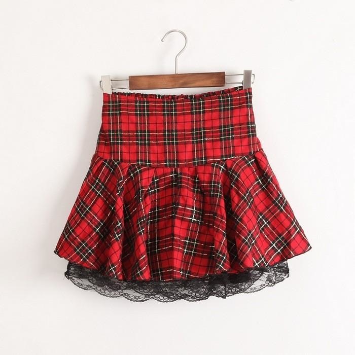 plaid school girl skirt school uniform cosplay outfit ddlg kink fetish costume layered gingham pleated lace ddlg playground