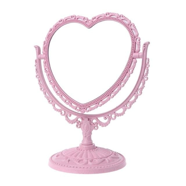 Pink Pastel Heart Make-Up Mirror Cosmetic Dual Sided Kawaii Fairy Kei 