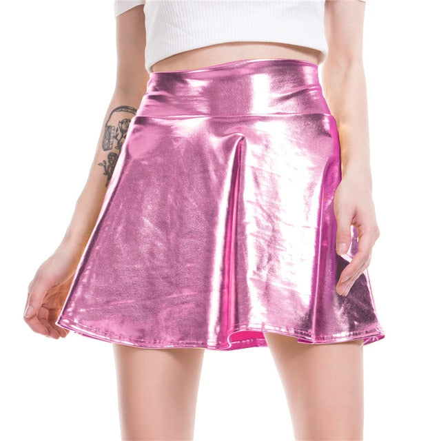 Holographic Silver Purple Pleated Skirt Hipster | DDLG Playground