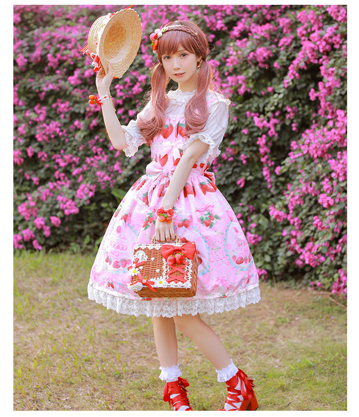 Strawberry Rattan Box Lolita Handbag Purse Country | DDLG Playground