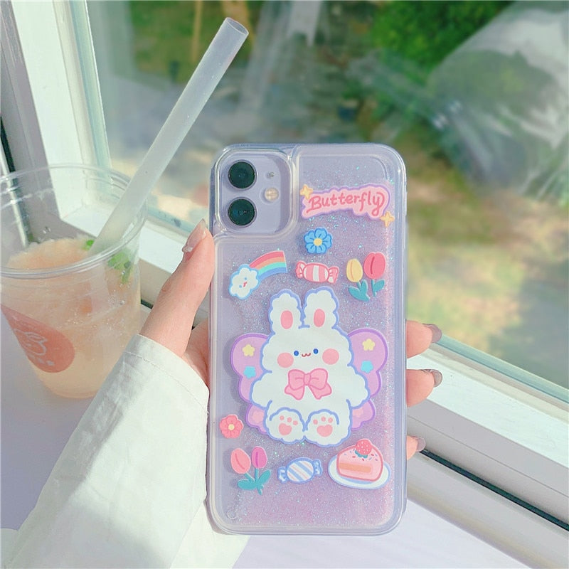 Glittery Pastel Bunny iPhone Case