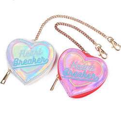 Holographic Heart Breaker Coin Bag Pouch Purse Harajuku Japan Street Fashion