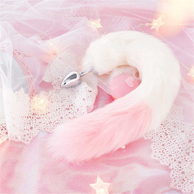 Milky Pastel Luxury Fox Tail Plug Kitten Puppy Tails Fluffy Furry Petplay Kink Toy 