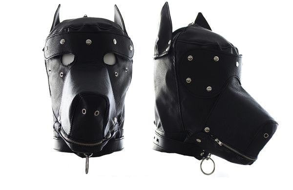 Black Vegan Leather Puppy Play Mask Kinky Fetish Bondage BDSM Roleplay RP Petplay Fun Costume by DDLG Playground