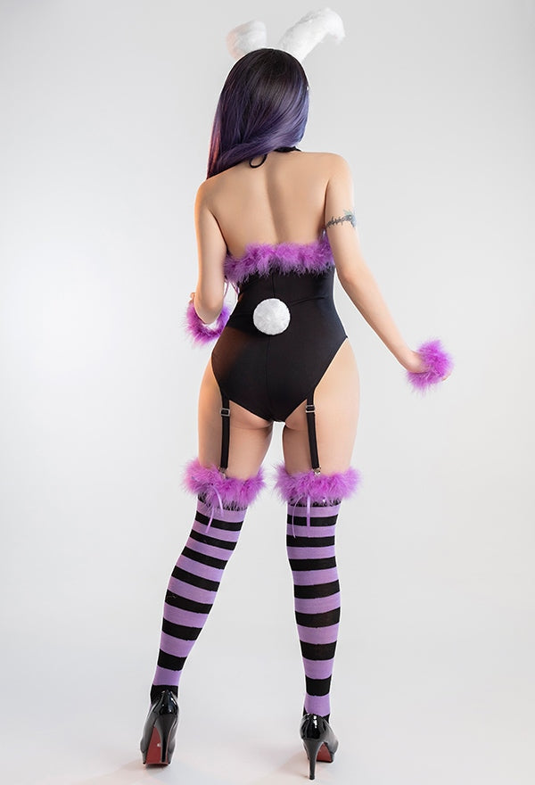 Purple Black Bunny Set - bunny outfit, set, lingerie petplay, z1