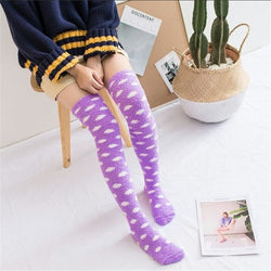 Purple Cloud Thigh Highs - socks