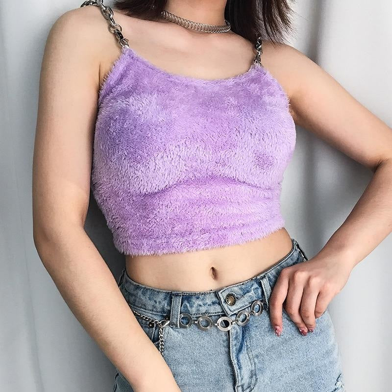 Purple Fur Crop Top - shirt