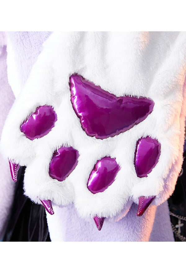 Purple Paw Plush Scarf - cat paw, paws, dog kitten paw