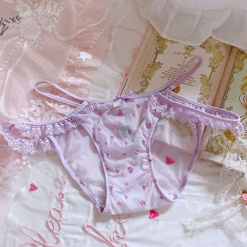 Purple Satin Panties - Shiny Stars / M - lingerie sets, panties, panty, underwewar, undies