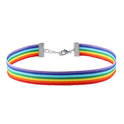 Rainbow Knit Fabric Choker Collar Necklace Jewelry LGBTQ Gay Pride Queer Trans 