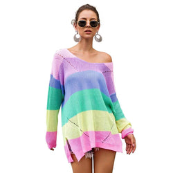 Rainbow Sweater Dress - dress