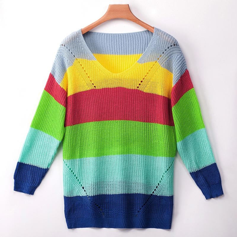 Rainbow Sweater Dress Long Sleeve Kawaii Fashion | DDLG Playground