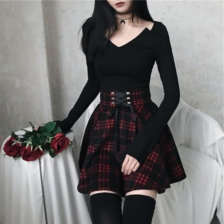 Red Plaid Skirt (Up to 5XL) - skirt