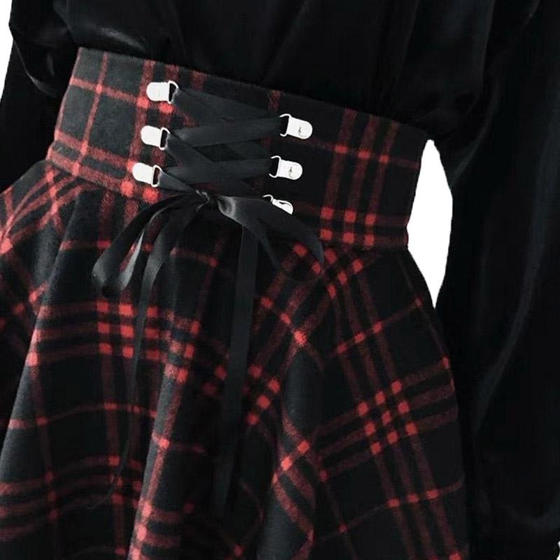 Red Plaid Skirt (Up to 5XL) - skirt