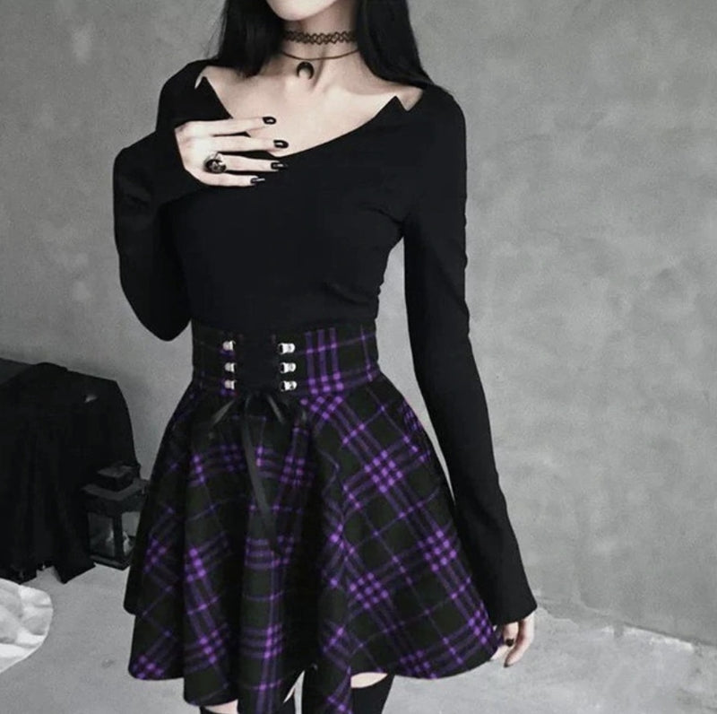 Red Plaid Skirt (Up to 5XL) - Purple / L - skirt