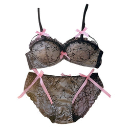 Regal Lace Lingerie Set - Black / 75C - bra, bra and panties, panty, bralette, bralettes