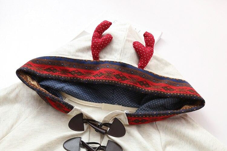 Reindeer Knit Holiday Poncho - hoodie